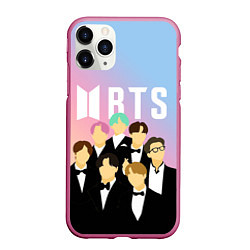 Чехол iPhone 11 Pro матовый BTS БТС ART УЧАСТНИКИ, цвет: 3D-малиновый