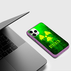 Чехол iPhone 11 Pro матовый STALKER LOGO RADIATOIN NEON TOXIC, цвет: 3D-фиолетовый — фото 2
