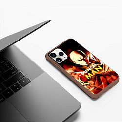 Чехол iPhone 11 Pro матовый Огненный Сайтама One Punch-Man, цвет: 3D-коричневый — фото 2