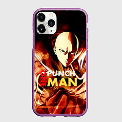 Чехол iPhone 11 Pro матовый Огненный Сайтама One Punch-Man, цвет: 3D-фиолетовый