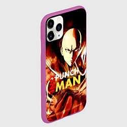 Чехол iPhone 11 Pro матовый Огненный Сайтама One Punch-Man, цвет: 3D-фиолетовый — фото 2