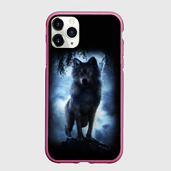 Чехол iPhone 11 Pro матовый ВОЛК БРОДЯГА, цвет: 3D-малиновый