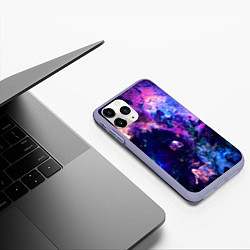 Чехол iPhone 11 Pro матовый НЕОНОВЫЕ КОСМОС NEON SPACE, цвет: 3D-светло-сиреневый — фото 2