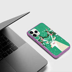 Чехол iPhone 11 Pro матовый Олень Новый год, цвет: 3D-фиолетовый — фото 2