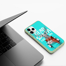 Чехол iPhone 11 Pro матовый Олень в свитере с оленями, цвет: 3D-салатовый — фото 2
