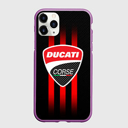 Чехол iPhone 11 Pro матовый DUCATI CARBON LOGO ITALY CONCERN, цвет: 3D-фиолетовый