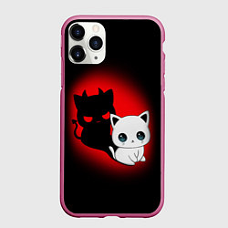 Чехол iPhone 11 Pro матовый КОТИК ДЬЯВОЛ KITTY DEVIL, цвет: 3D-малиновый