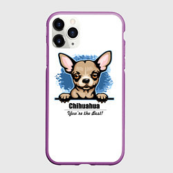 Чехол iPhone 11 Pro матовый Собачка Чихуахуа, цвет: 3D-фиолетовый
