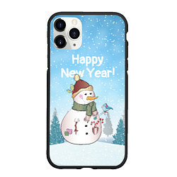 Чехол iPhone 11 Pro матовый Снеговик во дворе, цвет: 3D-черный