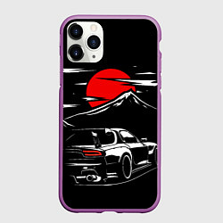 Чехол iPhone 11 Pro матовый MAZDA RX 7 Мазда при свете красной луны, цвет: 3D-фиолетовый