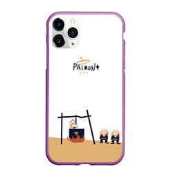 Чехол iPhone 11 Pro матовый ПАЙМОН И ХИЛИЧУРЛЫ, цвет: 3D-фиолетовый