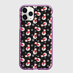 Чехол iPhone 11 Pro матовый Snowmen, цвет: 3D-фиолетовый