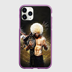 Чехол iPhone 11 Pro матовый Хабиб Нурмагомедов с орлом, цвет: 3D-фиолетовый