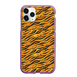 Чехол iPhone 11 Pro матовый Тигровый Окрас Tiger, цвет: 3D-фиолетовый