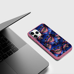 Чехол iPhone 11 Pro матовый Huggy Wuggy: Pattern Face, цвет: 3D-малиновый — фото 2