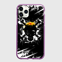 Чехол iPhone 11 Pro матовый ONE PIECE ВАН ПИС ПИРАТЫ, БРЫЗГИ КРАСОК, цвет: 3D-фиолетовый