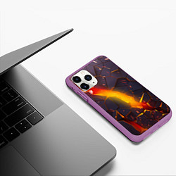Чехол iPhone 11 Pro матовый ТРЕХМЕРНЫЕ ИСКРЫ 3D ПЛИТЫ 3D ИСКРЫ, цвет: 3D-фиолетовый — фото 2