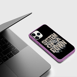 Чехол iPhone 11 Pro матовый System of a Down, цвет: 3D-фиолетовый — фото 2