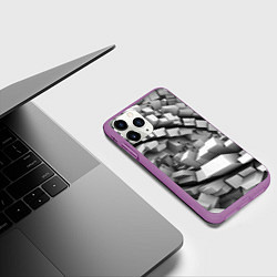Чехол iPhone 11 Pro матовый Геометрическая объёмная абстракция, цвет: 3D-фиолетовый — фото 2