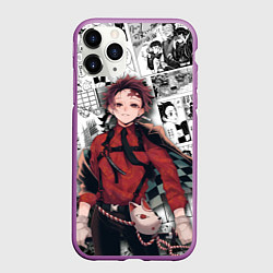 Чехол iPhone 11 Pro матовый Танджиро Камадо на манге, цвет: 3D-фиолетовый