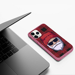 Чехол iPhone 11 Pro матовый SANTA HIPSTER САНТА ХИПСТЕР, цвет: 3D-малиновый — фото 2