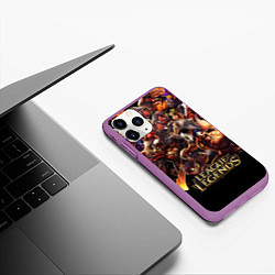 Чехол iPhone 11 Pro матовый LEAGUE OF LEGENDS НЕОН БРЫЗГИ КРАСОК, цвет: 3D-фиолетовый — фото 2