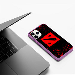 Чехол iPhone 11 Pro матовый DOTA 2 БРЫЗГИ КРАСОК ДОТА 2 ЛОГО, цвет: 3D-фиолетовый — фото 2