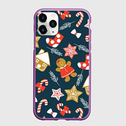 Чехол iPhone 11 Pro матовый Merry Christmas!!!, цвет: 3D-фиолетовый