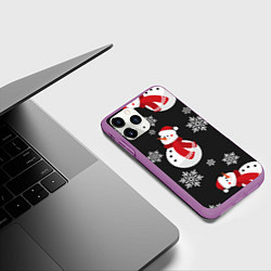 Чехол iPhone 11 Pro матовый Снеговик!, цвет: 3D-фиолетовый — фото 2