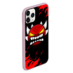 Чехол iPhone 11 Pro матовый Geometry Dash: Demon Red Fire, цвет: 3D-розовый — фото 2