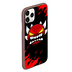 Чехол iPhone 11 Pro матовый Geometry Dash: Demon Red Fire, цвет: 3D-коричневый — фото 2