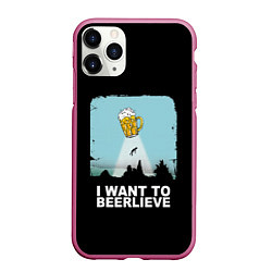 Чехол iPhone 11 Pro матовый I WANT TO BEERLIEVE Я ВЕРЮ В ПИВО, цвет: 3D-малиновый