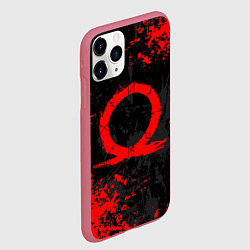Чехол iPhone 11 Pro матовый GOD OF WAR LOGO RED, БРЫЗГИ КРАСОК, цвет: 3D-малиновый — фото 2