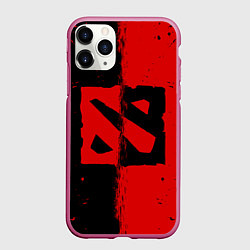 Чехол iPhone 11 Pro матовый DOTA 2 БРЫЗГИ КРАСОК, КРАСНО ЧЁРНЫЙ ЛОГО, цвет: 3D-малиновый
