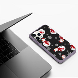 Чехол iPhone 11 Pro матовый Cнеговики, цвет: 3D-серый — фото 2