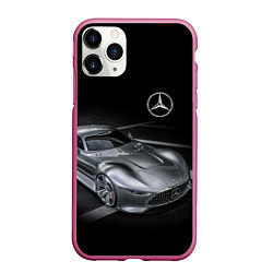 Чехол iPhone 11 Pro матовый Mercedes-Benz motorsport black, цвет: 3D-малиновый