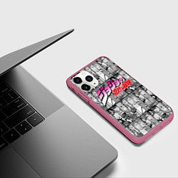 Чехол iPhone 11 Pro матовый JOJOS BIZARRE ADVENTURE ЧЁРНО БЕЛОЕ, цвет: 3D-малиновый — фото 2