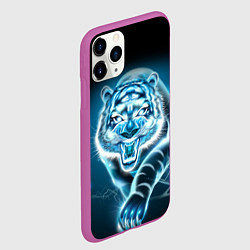 Чехол iPhone 11 Pro матовый НЕНОНОВЫЙ ТИГР 2022 NEON TIGER NEW YEAR, цвет: 3D-фиолетовый — фото 2