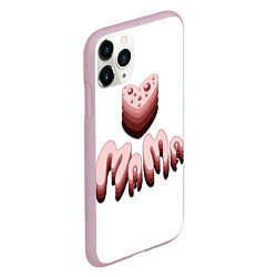 Чехол iPhone 11 Pro матовый Объемное розовое сердце с бусинами и объемной розо, цвет: 3D-розовый — фото 2