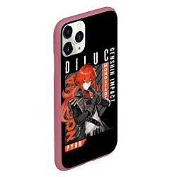 Чехол iPhone 11 Pro матовый Genshin Impact, Дилюк, цвет: 3D-малиновый — фото 2