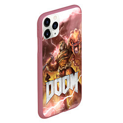 Чехол iPhone 11 Pro матовый Брутальный DoomGay Hell rock, цвет: 3D-малиновый — фото 2