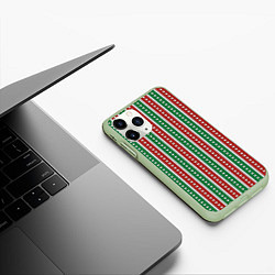 Чехол iPhone 11 Pro матовый Knitted Pattern, цвет: 3D-салатовый — фото 2