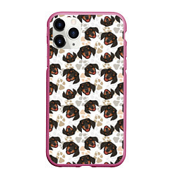 Чехол iPhone 11 Pro матовый Такса Dachshund Dog, цвет: 3D-малиновый