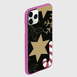 Чехол iPhone 11 Pro матовый Новогоднее Настроение Звезды, цвет: 3D-фиолетовый — фото 2