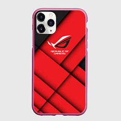 Чехол iPhone 11 Pro матовый ROG - republic of gamers, цвет: 3D-малиновый