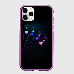 Чехол iPhone 11 Pro матовый НЕОНОВЫЕ КАРТЫ NEON, цвет: 3D-фиолетовый