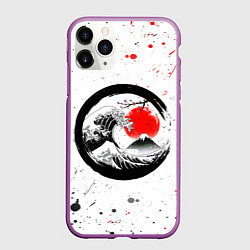 Чехол iPhone 11 Pro матовый САКУРА, КРАСНОЕ СОЛНЦЕ ЯПОНИИ, ФУДЗИЯМА, цвет: 3D-фиолетовый