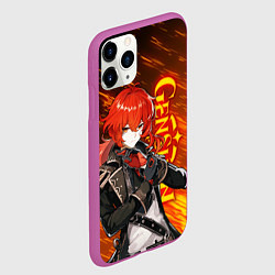 Чехол iPhone 11 Pro матовый GENSHIN IMPACT, ДИЛЮК DILUC, цвет: 3D-фиолетовый — фото 2