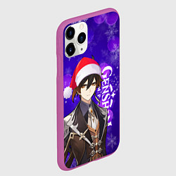 Чехол iPhone 11 Pro матовый НОВОГОДНИЙ GENSHIN IMPACT, ЧЖУН ЛИ, цвет: 3D-фиолетовый — фото 2