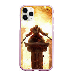 Чехол iPhone 11 Pro матовый GOD OF WAR КРАТОС В ЦЕПЯХ, цвет: 3D-розовый